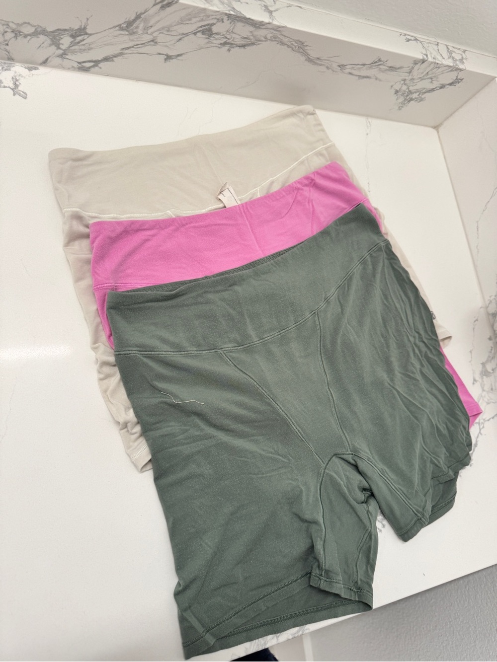 3-Pair Lululemon Boxer Shorts in Olive, Pink, and Cream